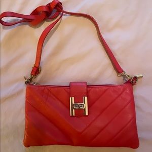 Orange « H » symbol genuine leather crossbody bag !(Hermes style) Made in Italy